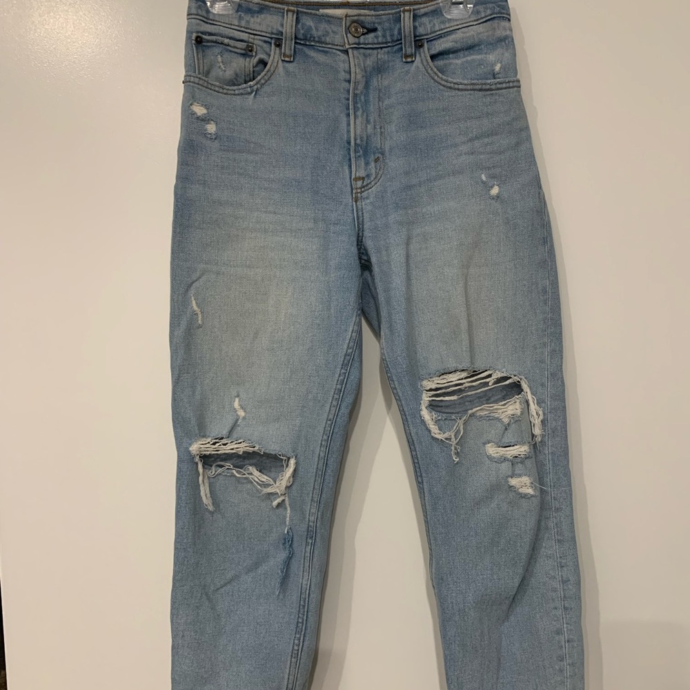 Abercrombie & Fitch Light Blue High Rise Jeans, distressed, size 26